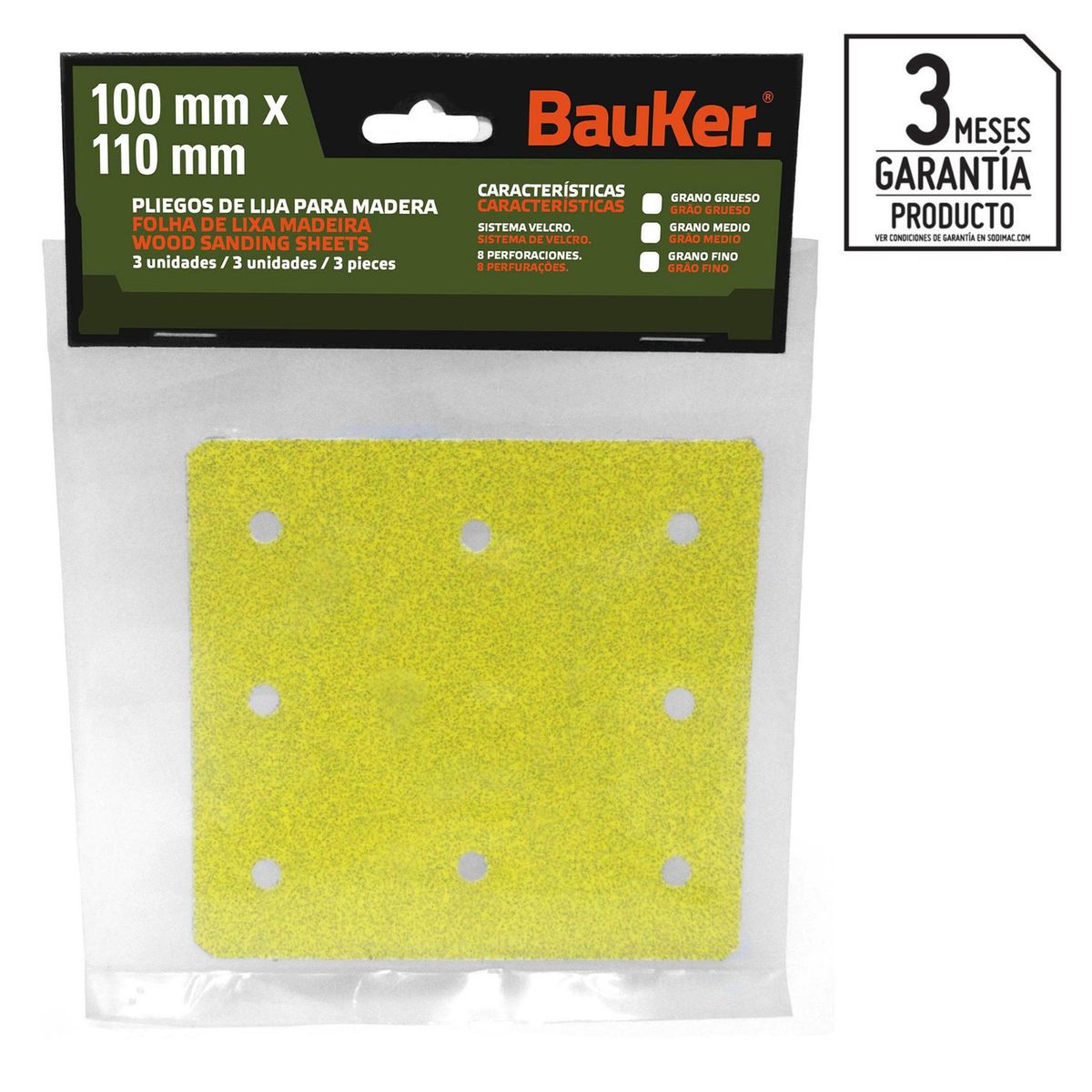 BAUKER - Pack Lijas Para Madera 115 Mm 3 Unidades