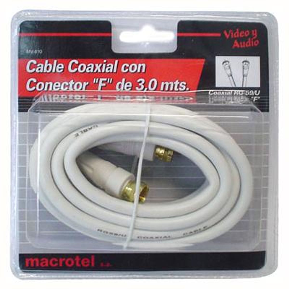 DAIRU - Cable coaxial RG-59 blanco 3 metros