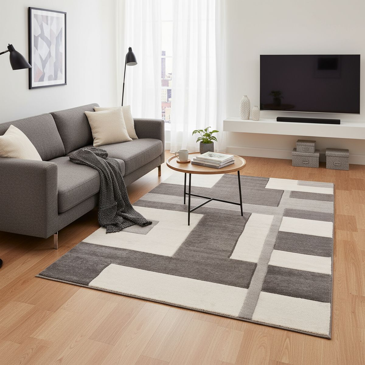 JUST HOME COLLECTION - Alfombra Shuffle 120x170 cm Polipropileno Gris