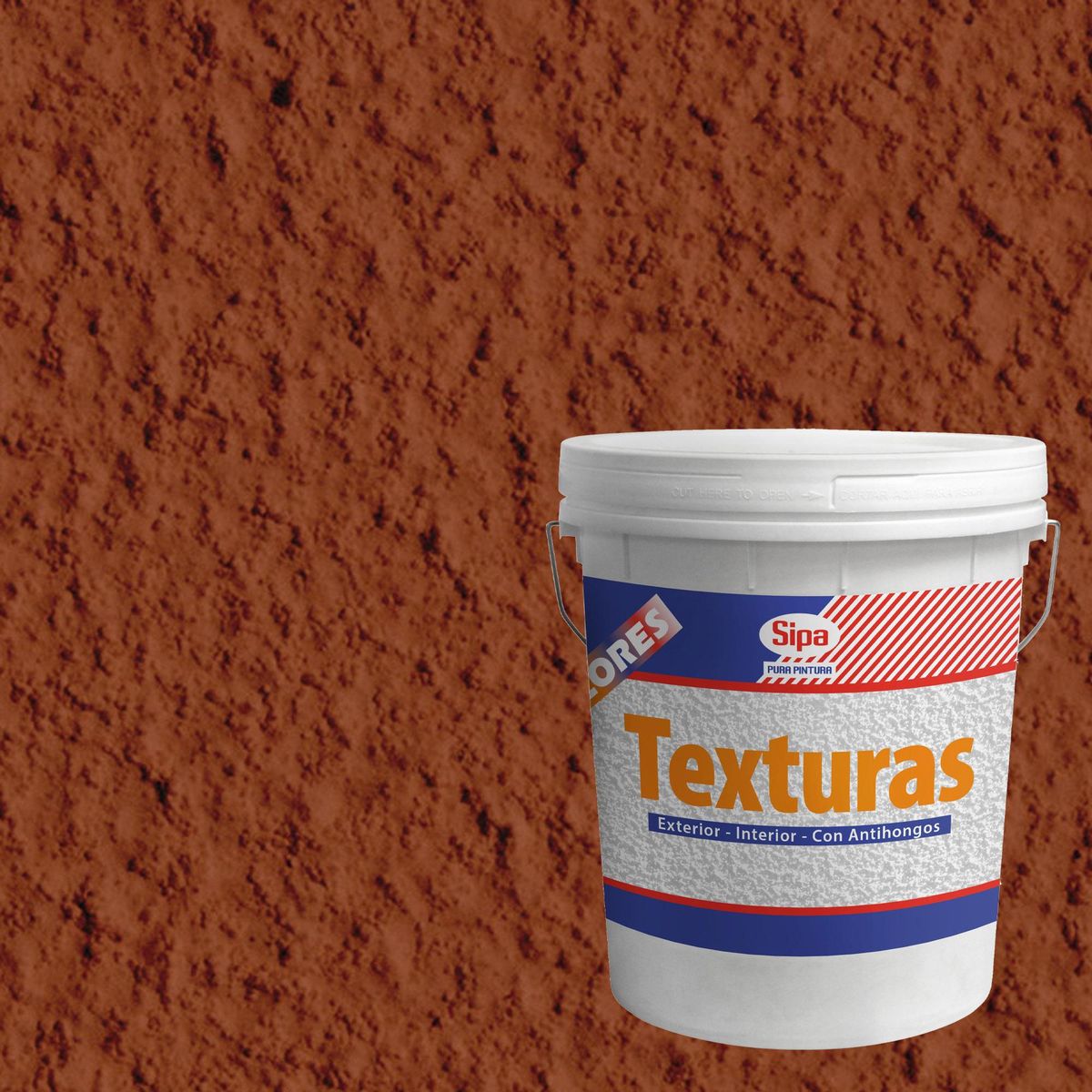 SIPA - Revestimiento Texturado Sipa 24 Kg Rojo Colonial para Muros Alcalinos
