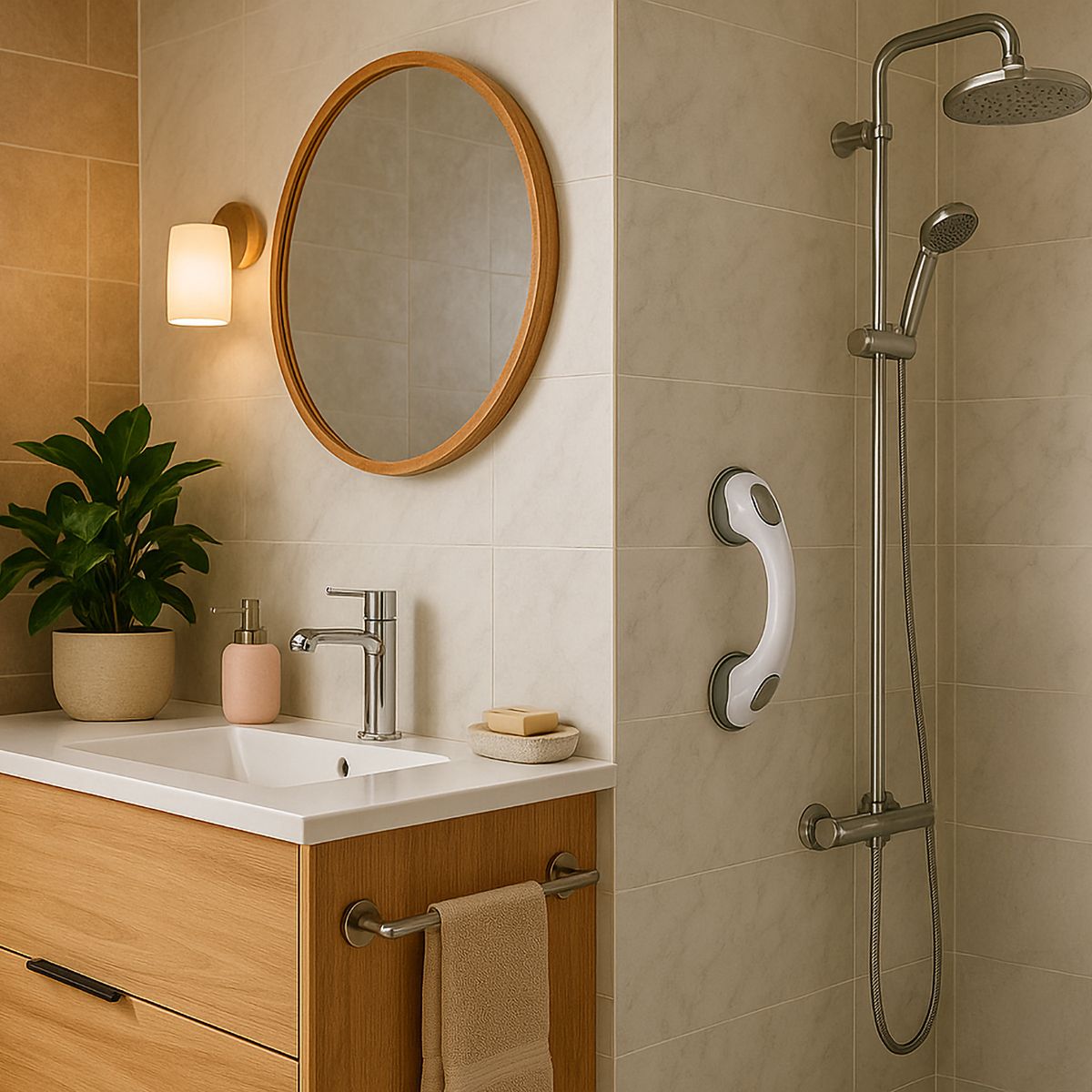 BATHLOC - Barra de seguridad para baño con succión 29,5 cm blanco