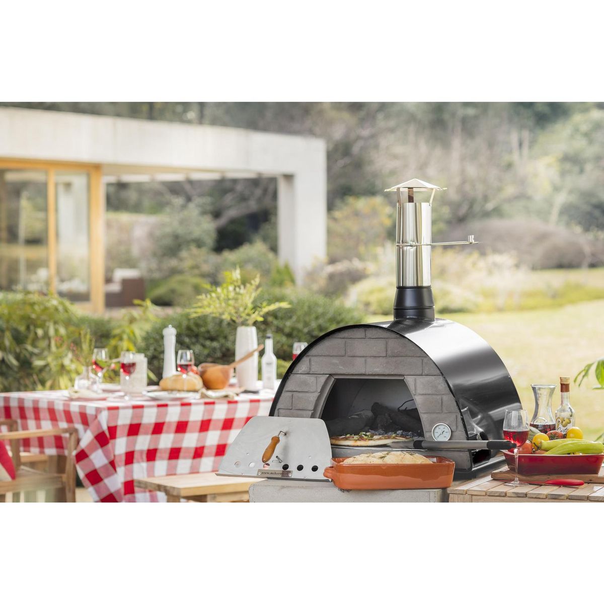 MAXIMUS - Horno a Leña Negro Acero Inoxidable