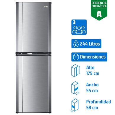 Refrigerador Bottom Freezer Fro Directo 244 Litros Inox 3100 Plus
