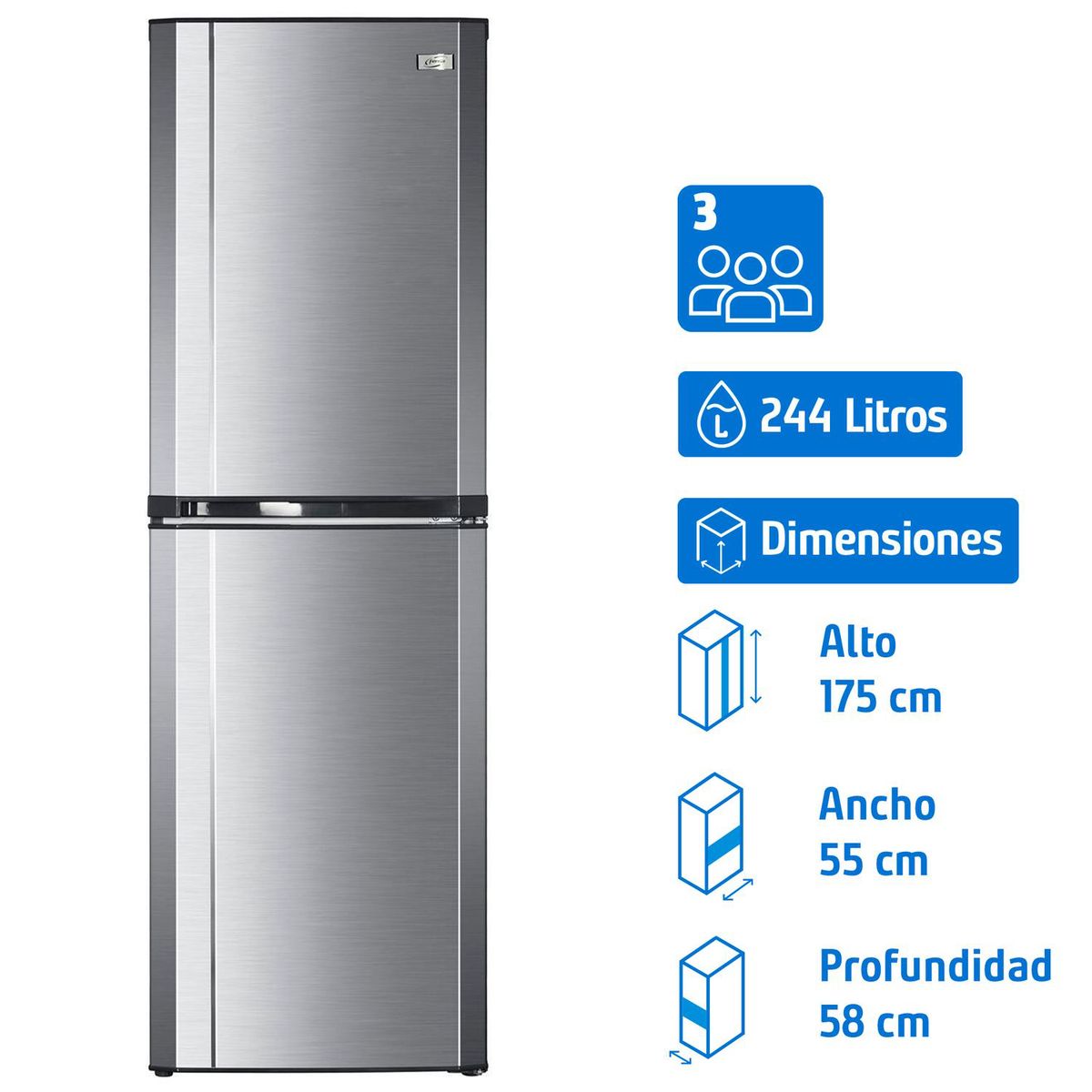 FENSA - Refrigerador Bottom Freezer Frío Directo 244 Litros 3100 Plus