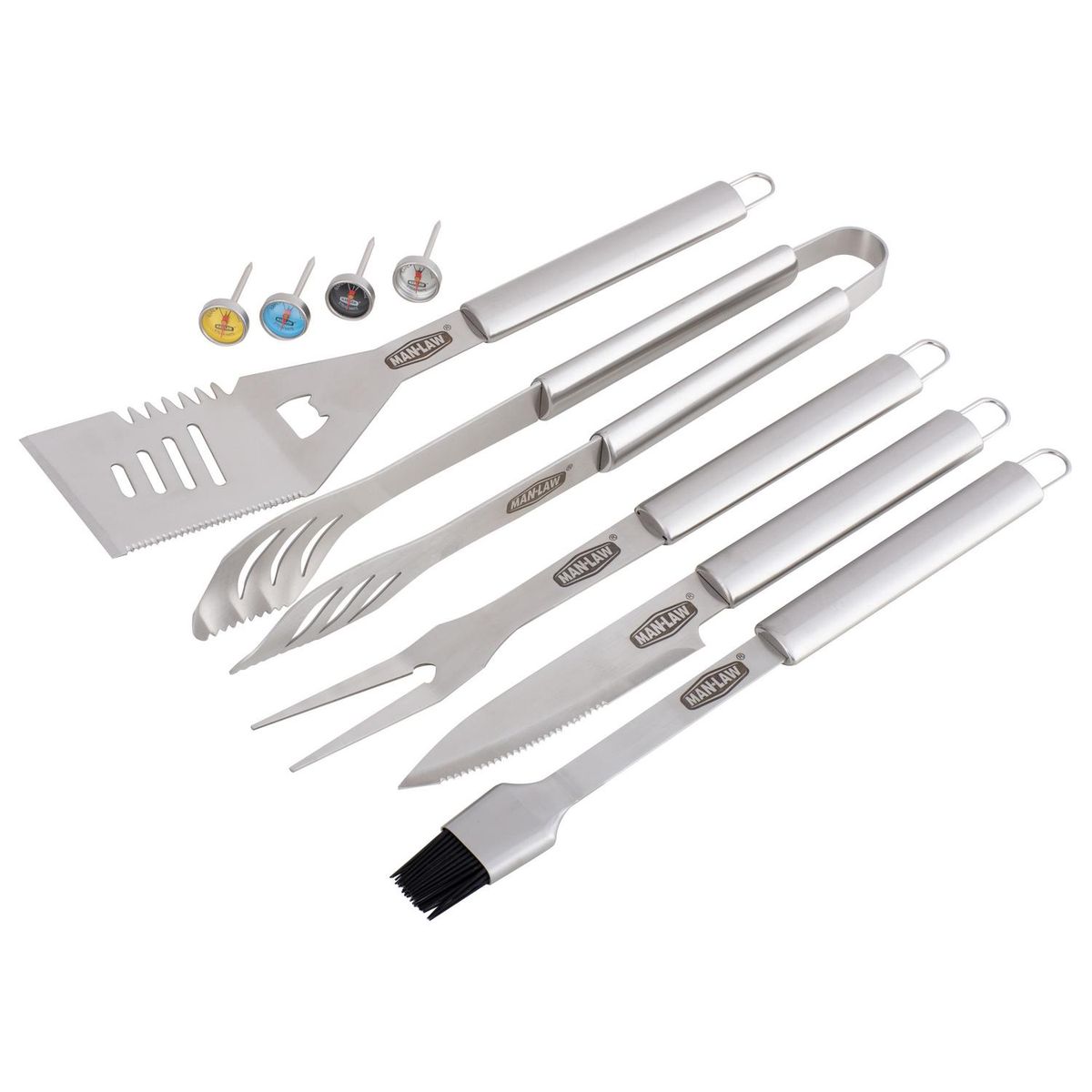 MAN LAW - Kit De Herramientas Para Asado 5 Piezas Con 4 Termómetros
