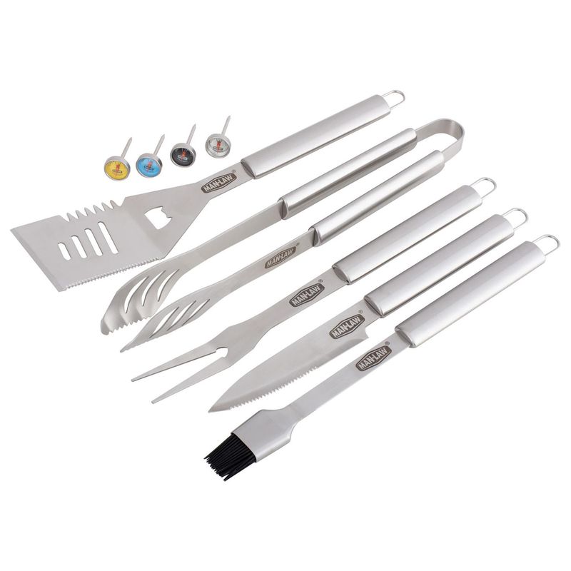 MAN LAW - Kit de herramientas para asado 5 piezas con 4 termómetros