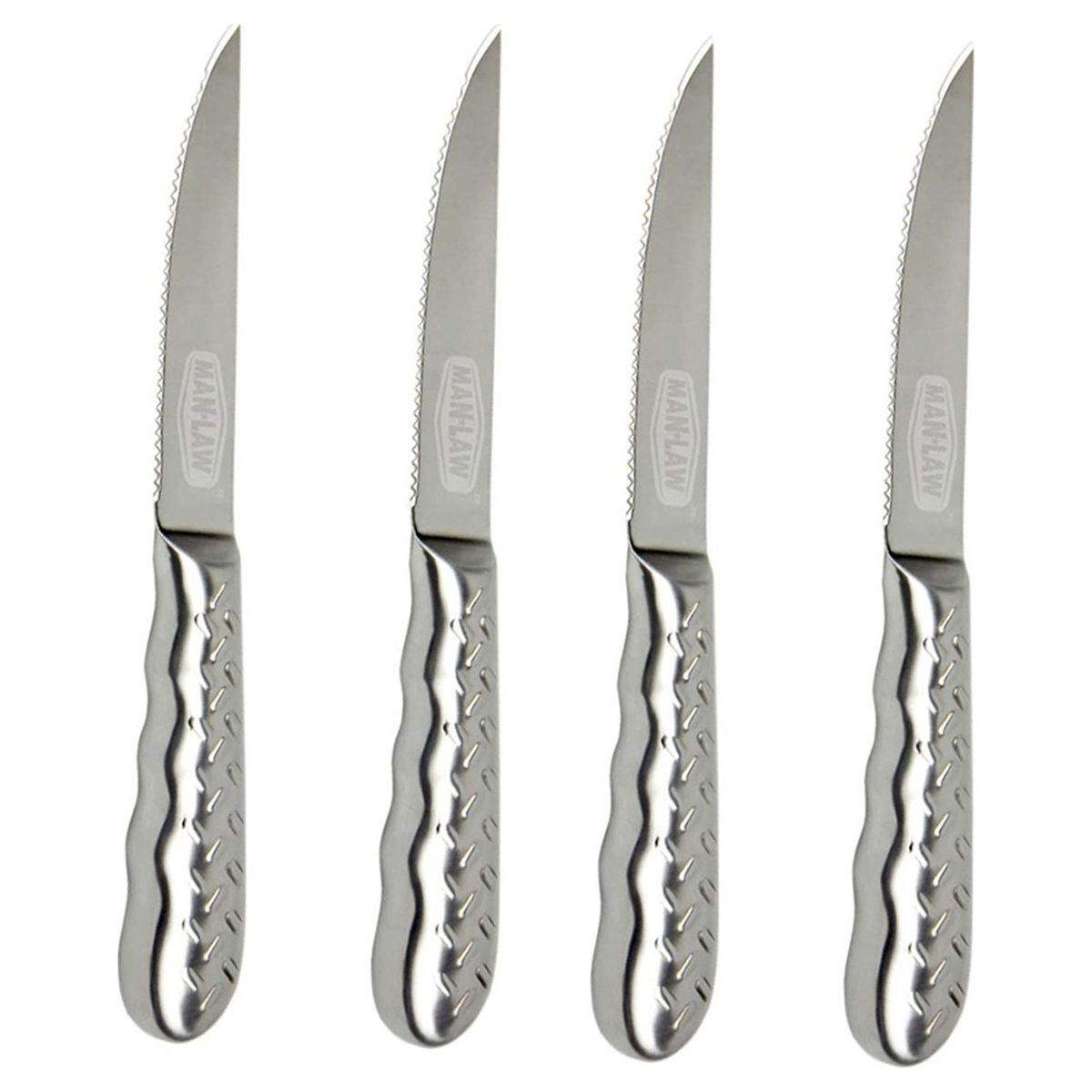 MAN LAW - Set de cuchillos para asado 4 piezas acero inoxidable