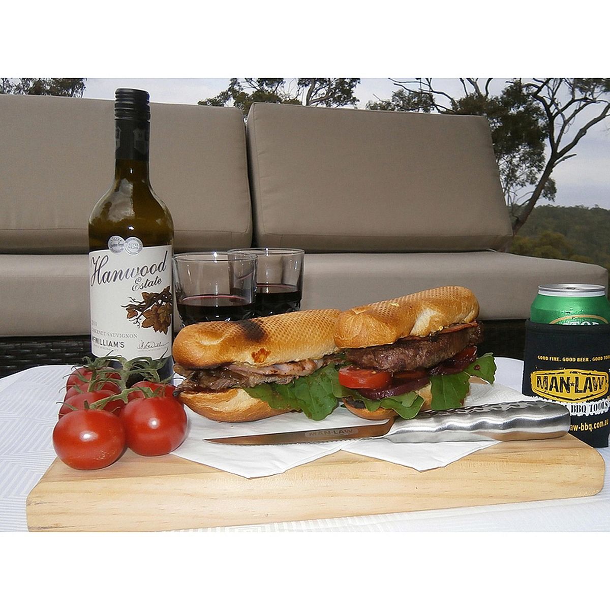 MAN LAW - Set de cuchillos para asado 4 piezas acero inoxidable