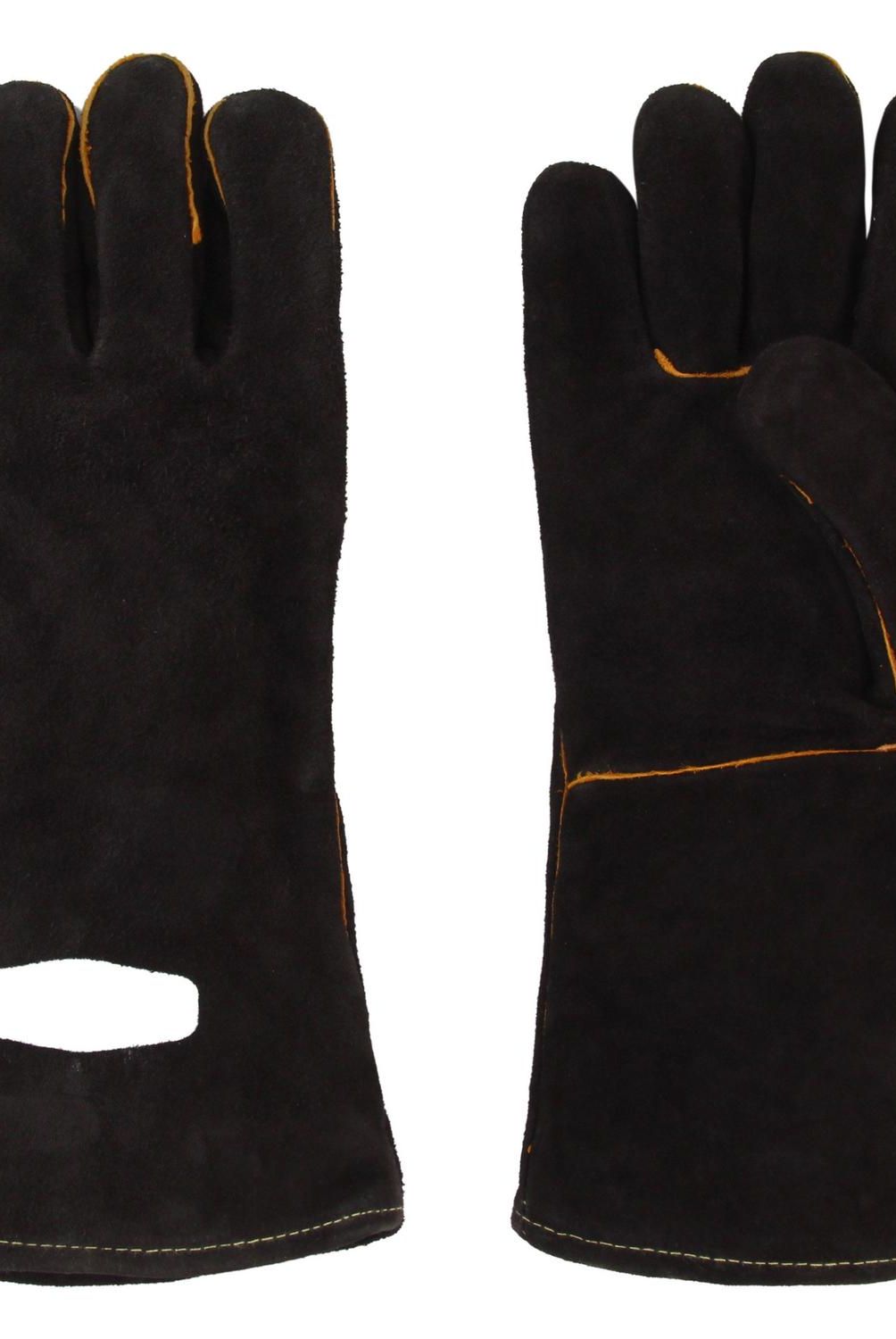MAN LAW - Guantes para Parrilla de Cuero Talla única Negro