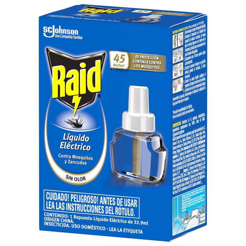 RAID - Recarga Insecticida Eléctrico 45 noches 32.9 cc