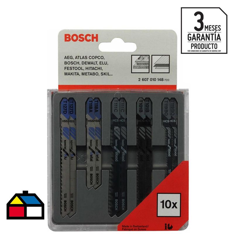 BOSCH - Pack hojas para sierra caladora 10 unidades