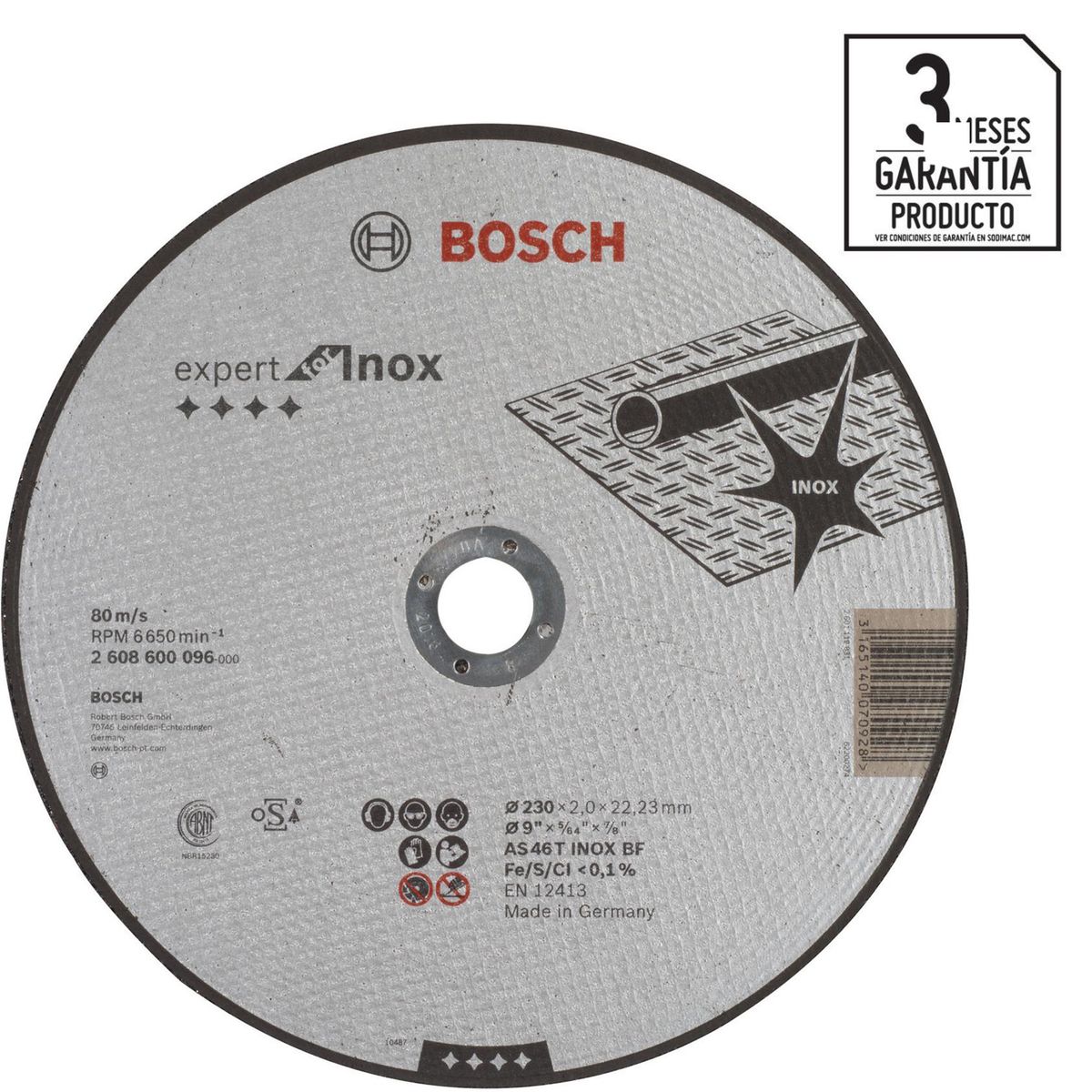 BOSCH - Disco de corte 9" acero inoxidable