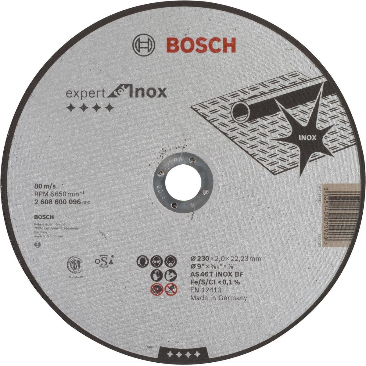 BOSCH - Disco de corte 9" acero inoxidable