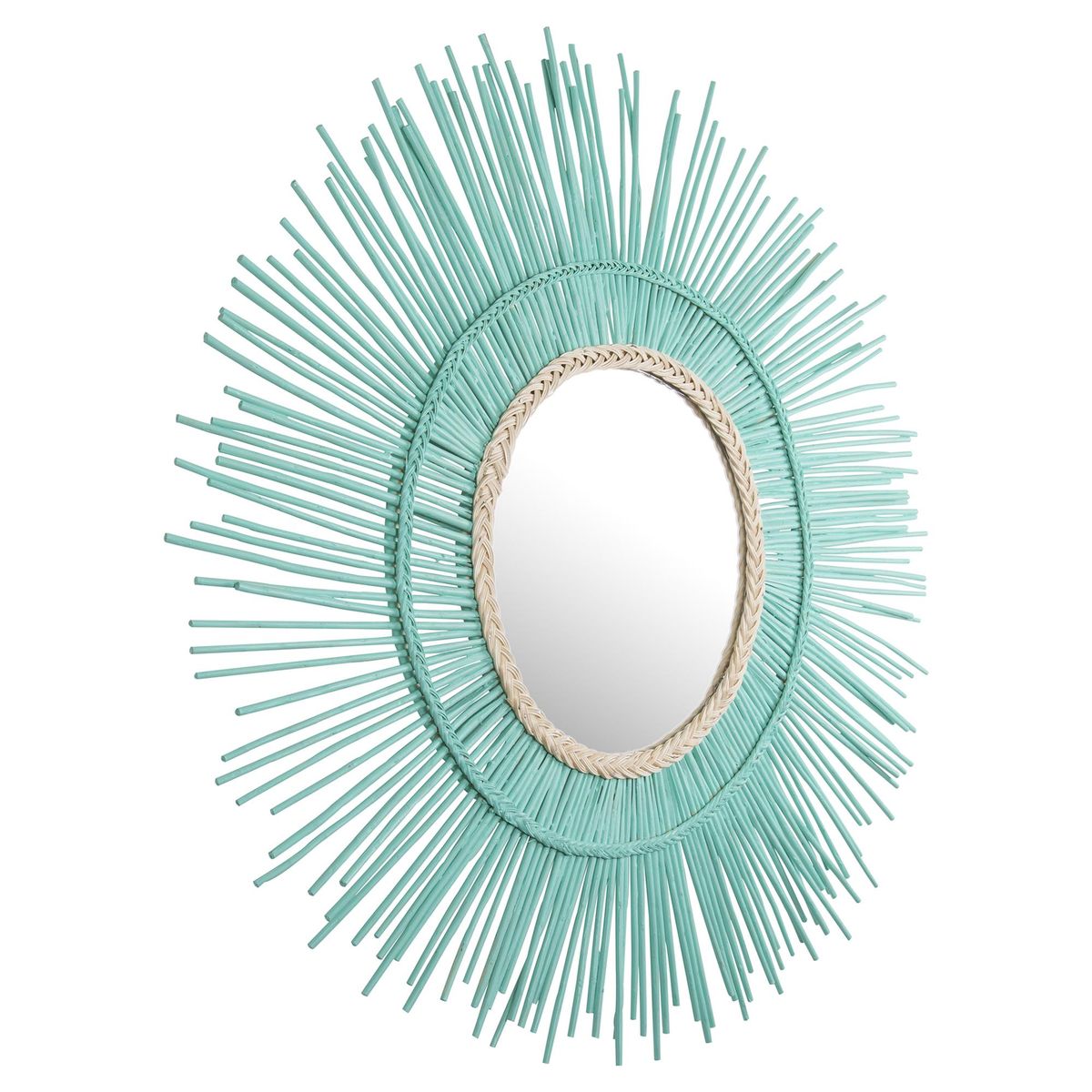 LA MIMBRESIA - Espejo redondo 80 cm menta