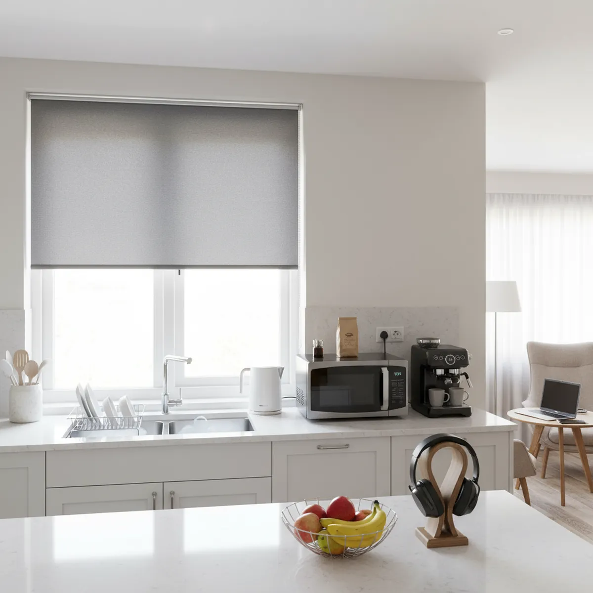 JUST HOME COLLECTION - Cortina Roller Black Out Texturada Gris