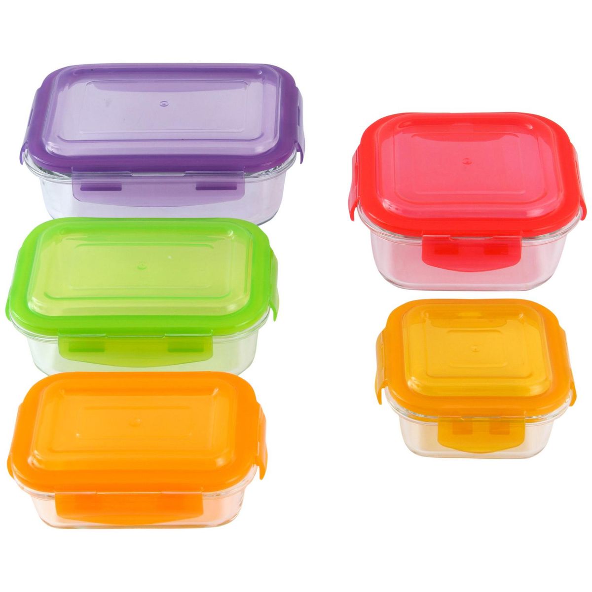 JUST HOME COLLECTION - Set de 5 Contenedores de Alimentos Vidrio 1.05 l