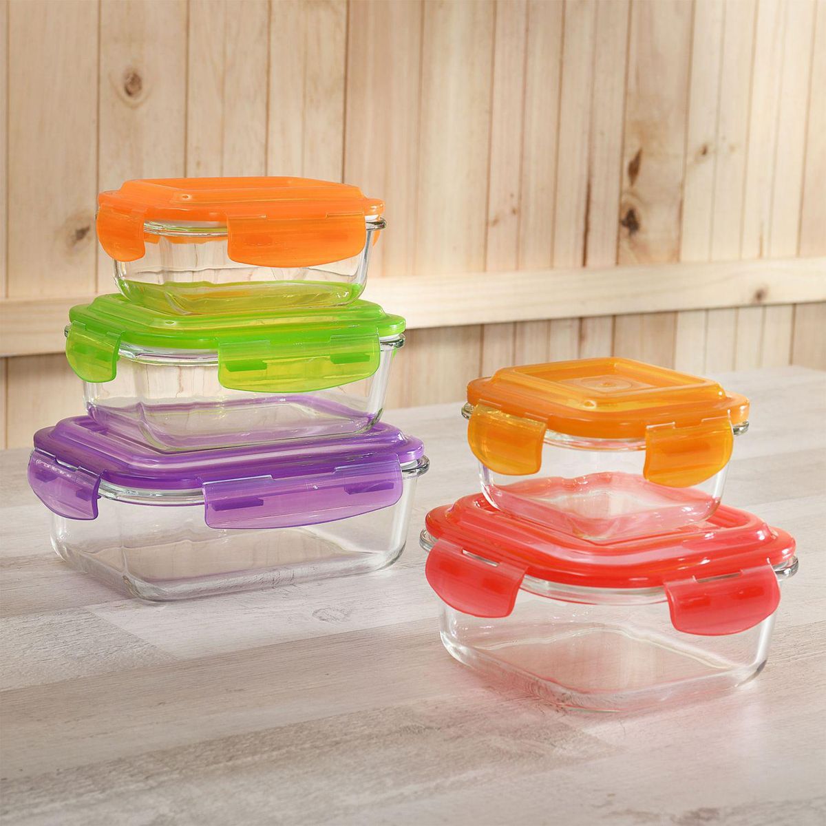 JUST HOME COLLECTION - Set de 5 Contenedores de Alimentos Vidrio 1.05 l