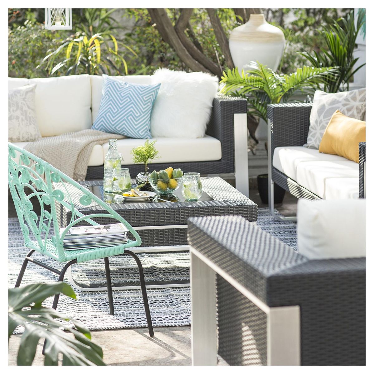 LA MIMBRESIA - Silla para Terraza Fibra Natural Beatriz Blanco 80x68x68 cm