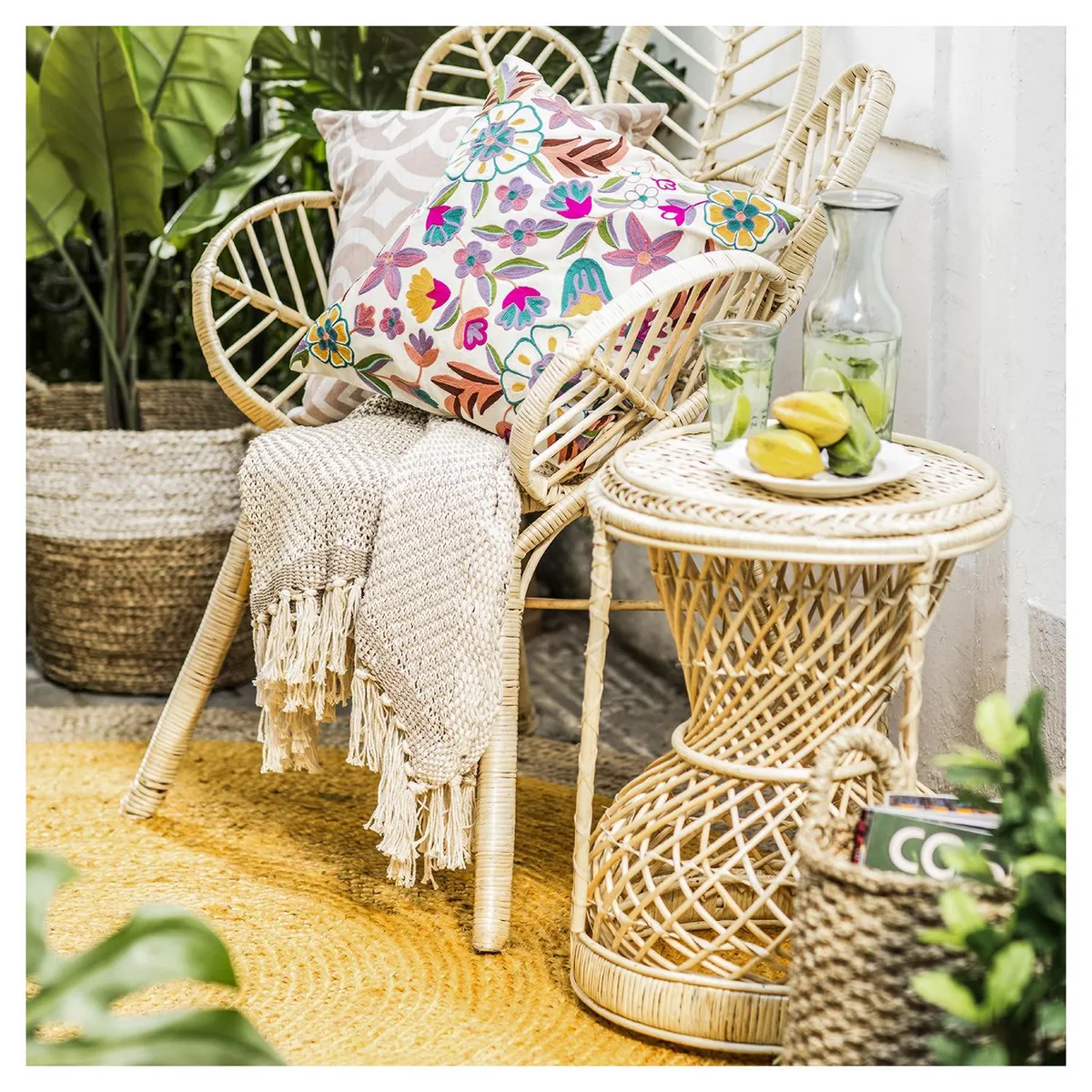 LA MIMBRESIA - Mesa Redonda Mimbre 45x50x45 cm Natural