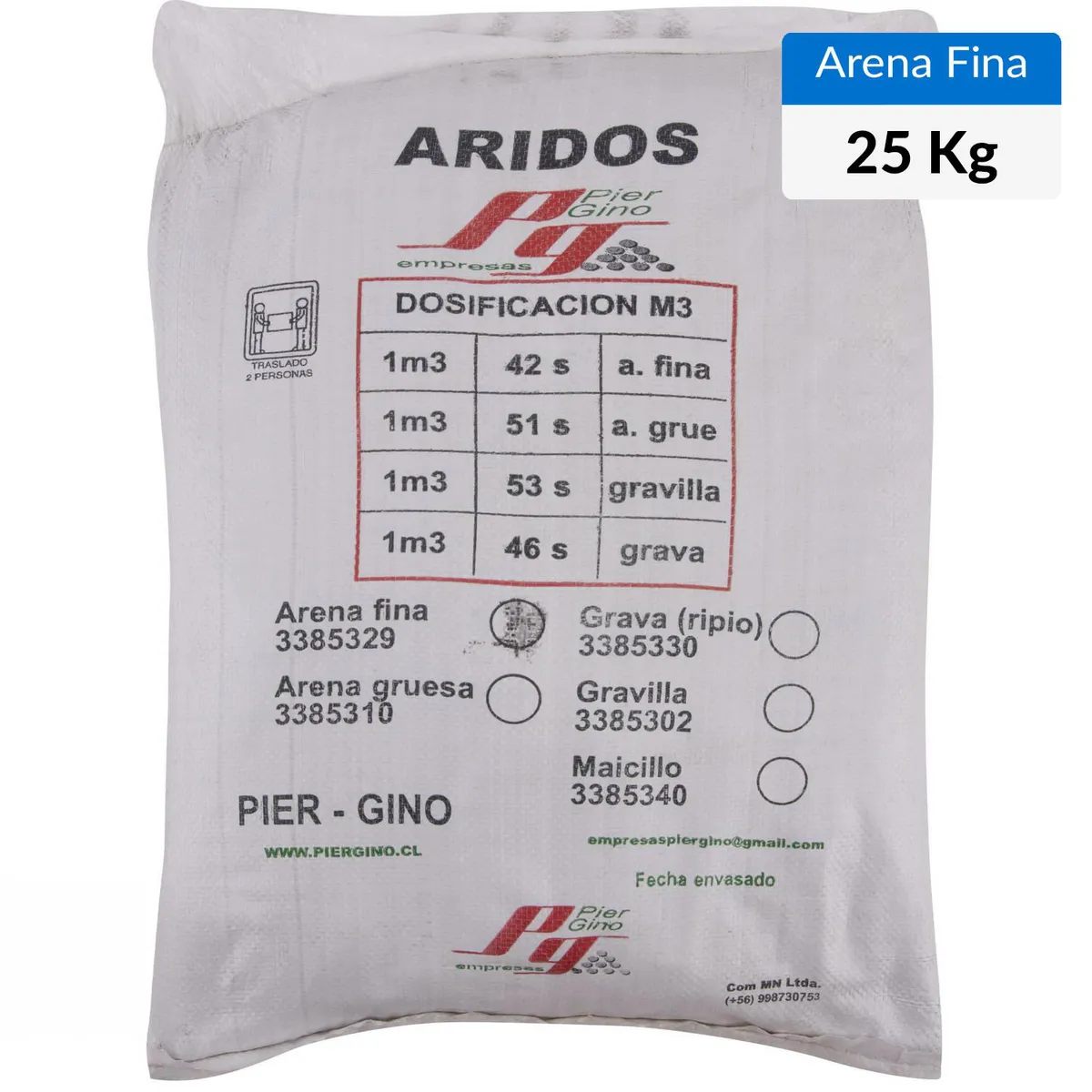 GENERICO - Arena Fina 25 kg Saco
