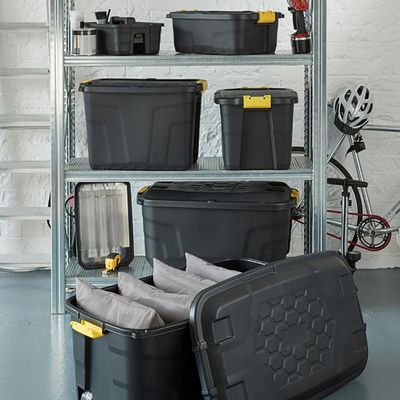 Imagen 2 del producto Caja con Asa 40x42x77 cm 75 l Negro y amarillo