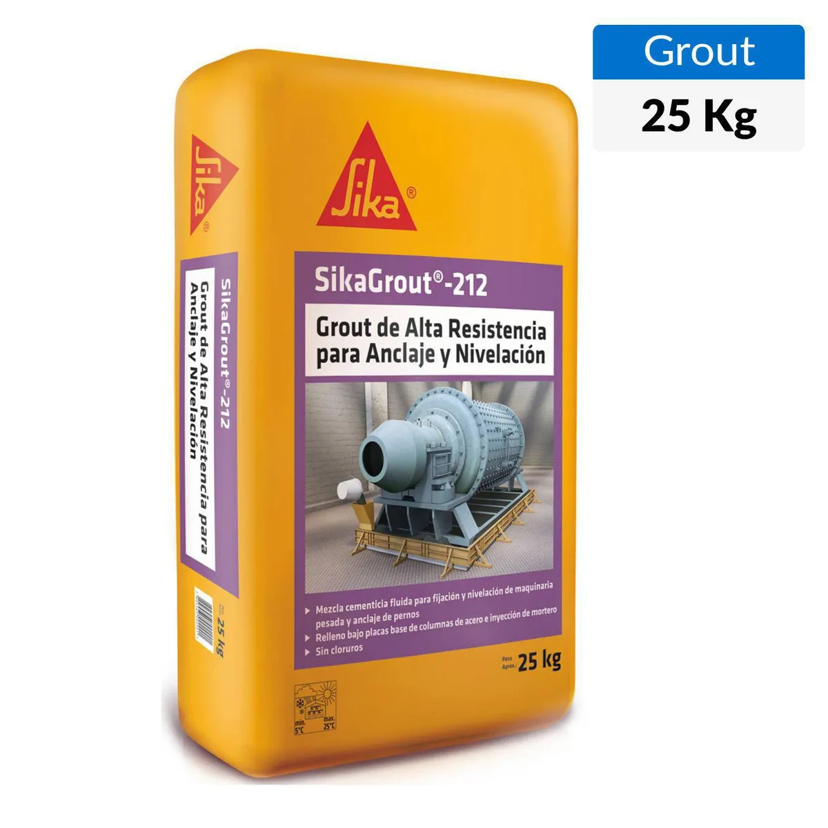 SIKA - Sikagrout de Alta Resistencia para Anclaje y Nivelación Saco 25 Kg