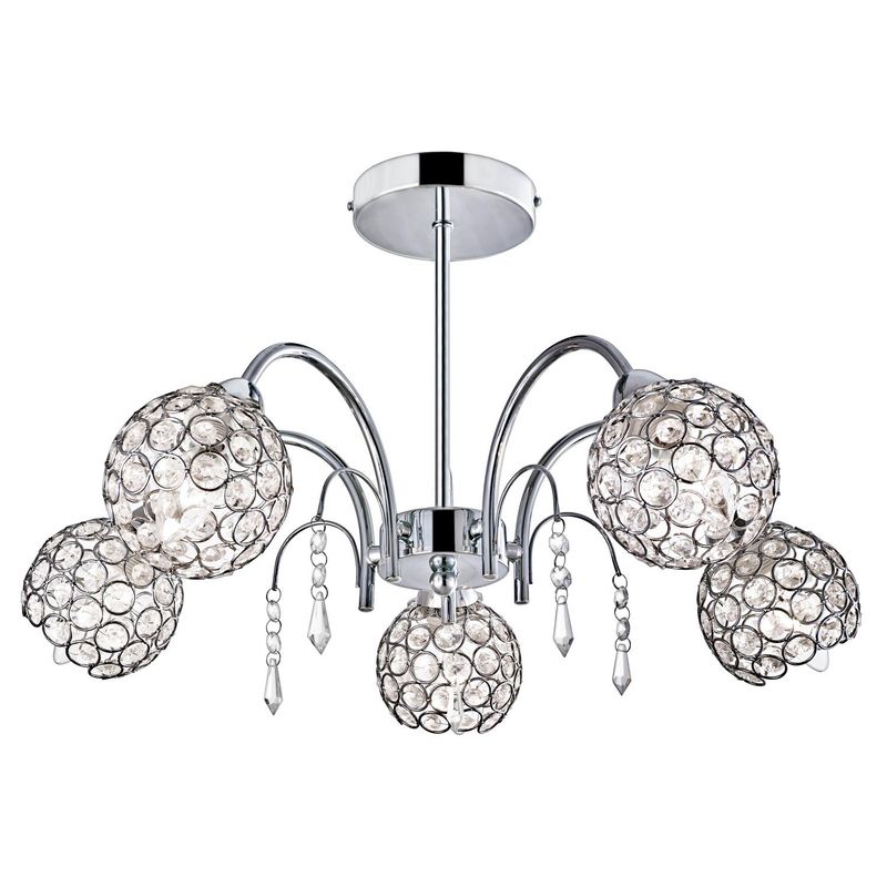 JUST HOME COLLECTION - Lámpara Colgante Almada Cristal Acero Gris/Plata 56 cm