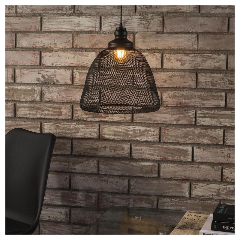  - Lámpara de Colgar Elvas Acero Negro 32 cm
