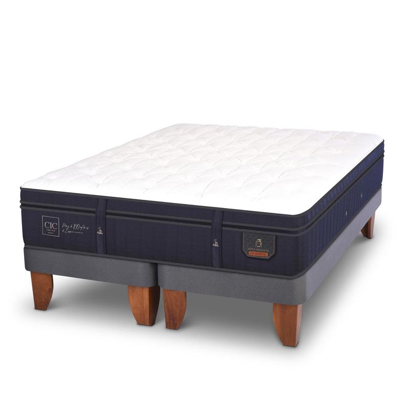 CIC - Cama Europea Super king Super Premium  Blanco/gris