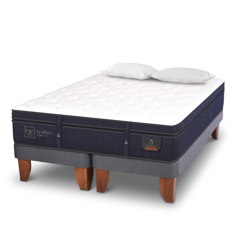 CIC Cama Europea Super Premium King + 2 Almohadas