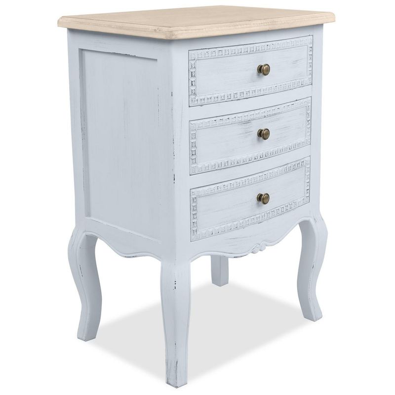 JUST HOME COLLECTION - Velador 3 Cajón(es) Cindy 40x69x35 cm Blanco