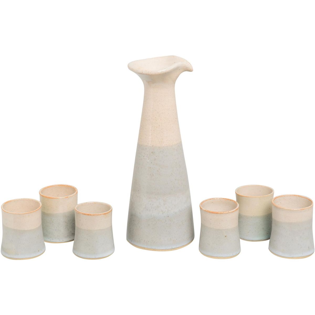 BRIGITTE LAHSEN - Juego pisco sour de jarra + 6 vasos cerámica gris