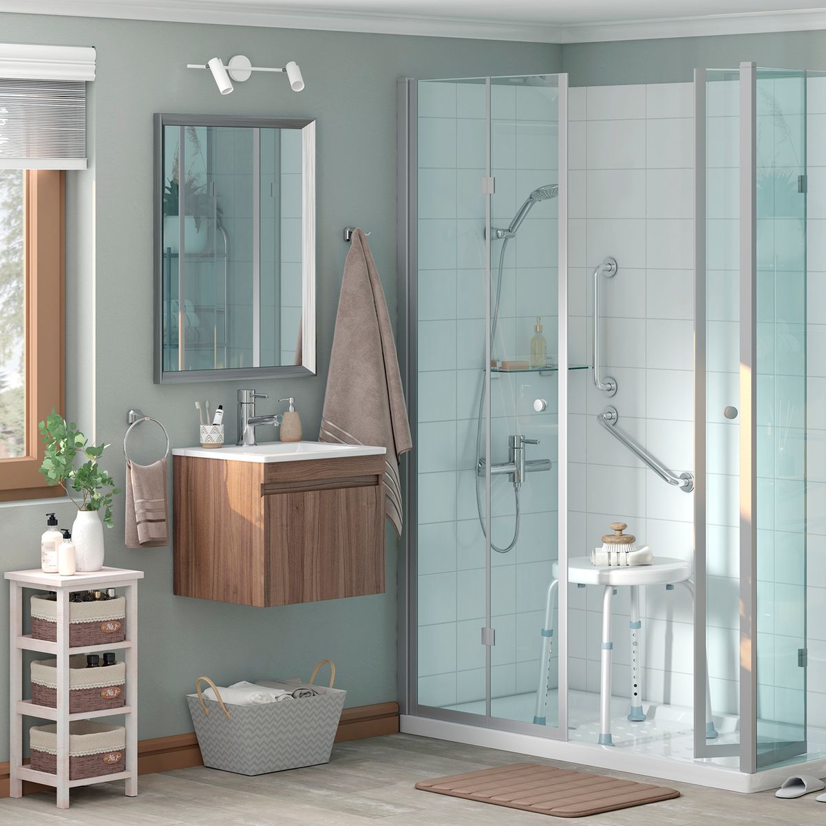 SENSI DACQUA - Espejo Antiempañante para baño 54,2x72 cm Gris