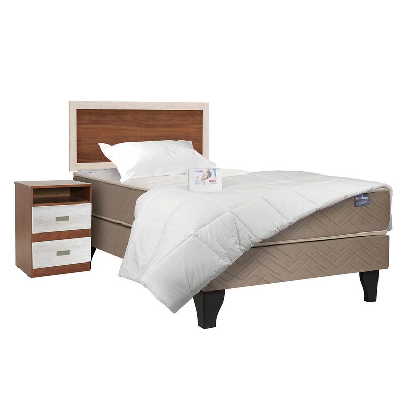 CELTA - Comboo Ibérico Bamboo Base + Colchón + Respaldo + Velador + Textil