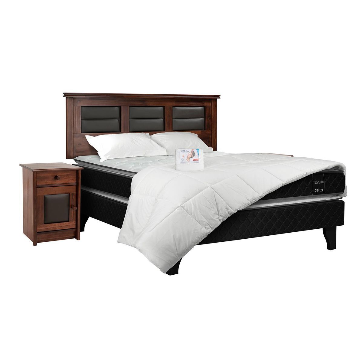 CELTA - Combo Ibérico Terapéutico Base + colchón + respaldo + 2 veladores + textil
