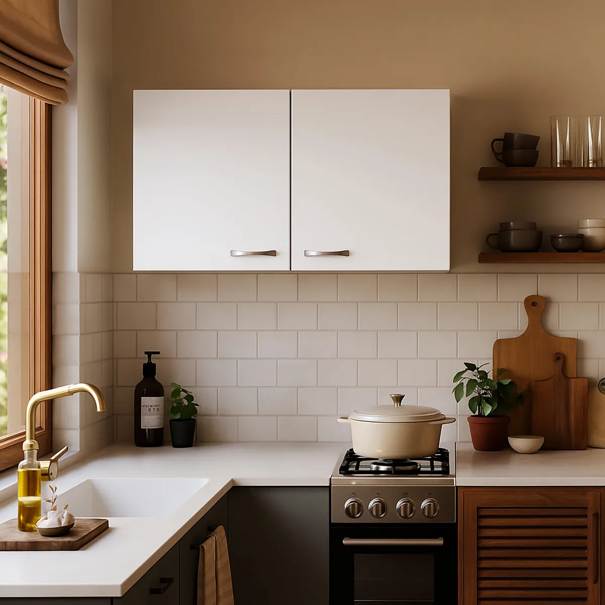 KHOR - mueble mural 100 cm 2 puertas melamina blanco