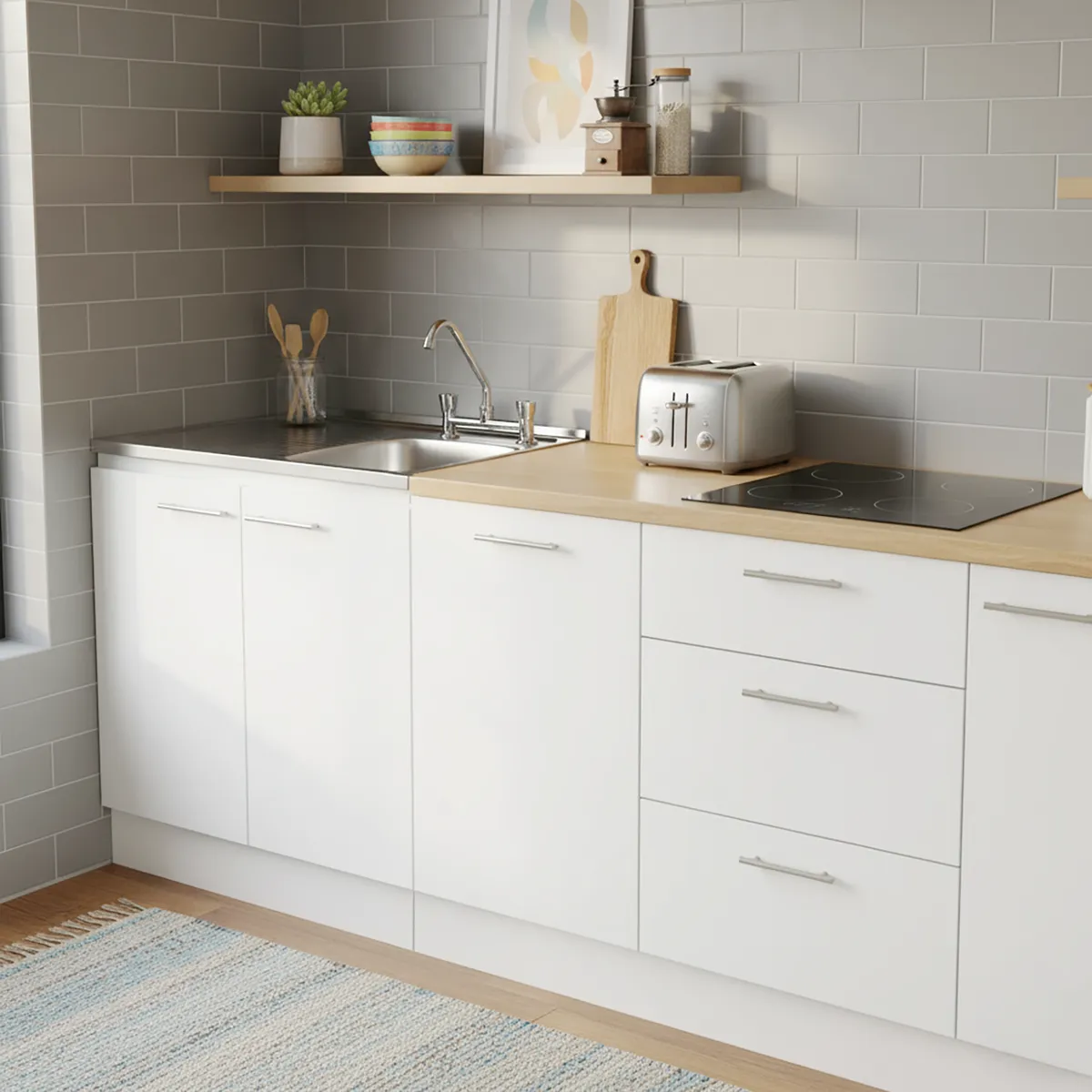 KHOR - Kit mueble lavaplatos 80 cm izquierdo con rebalse