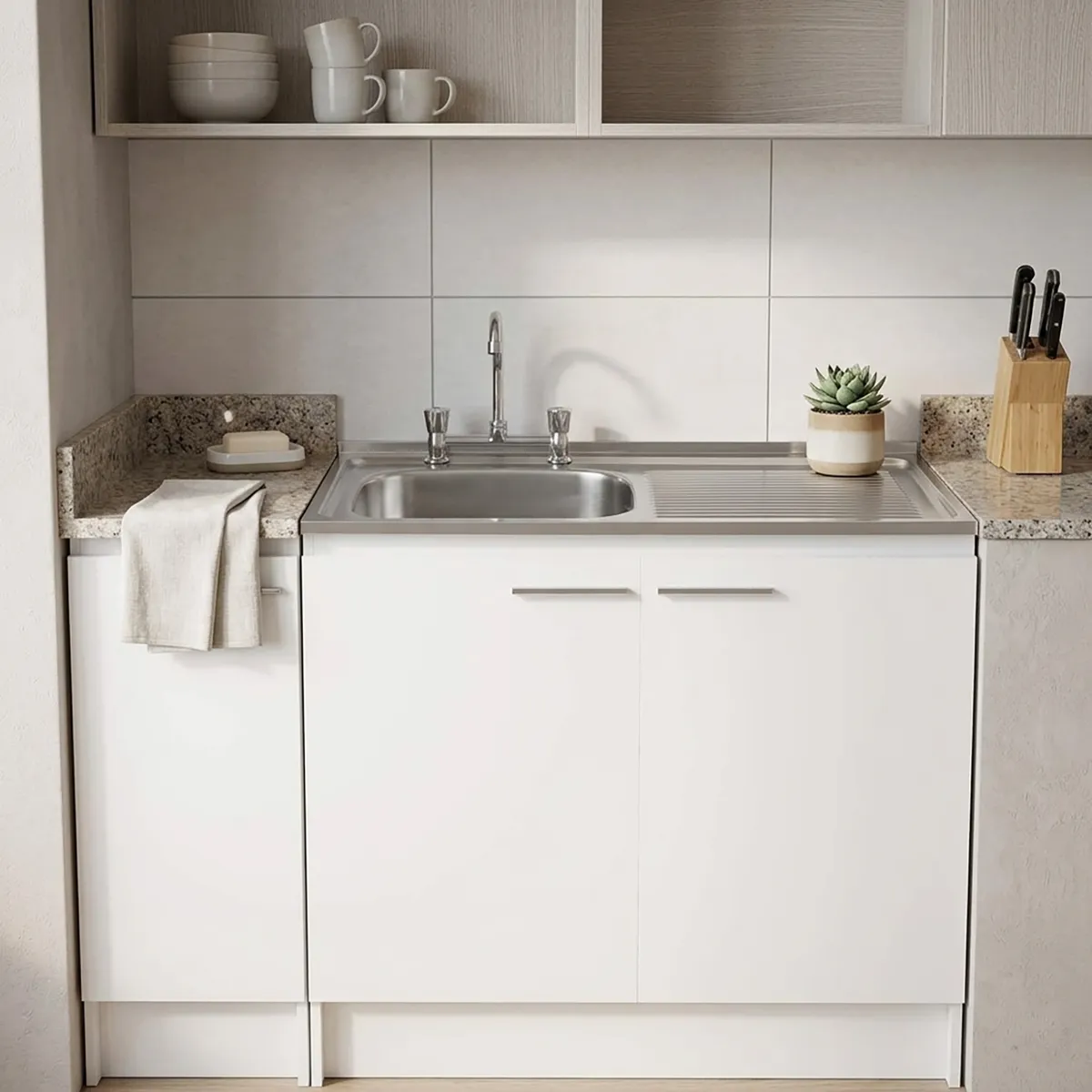 KHOR - kit mueble lavaplatos 100 cm derecho con rebalse