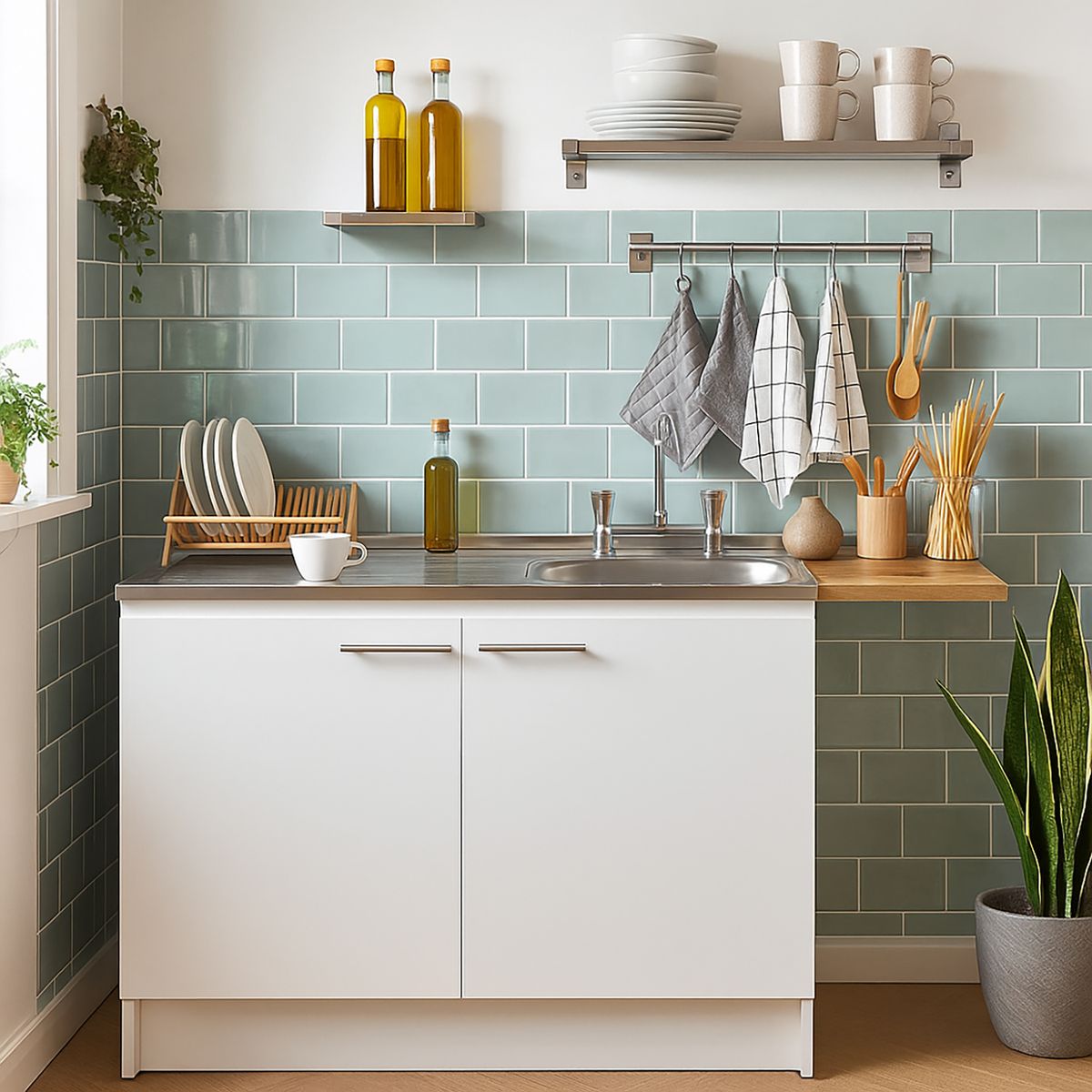 KHOR - kit mueble lavaplatos 100 cm izquierdo con rebalse