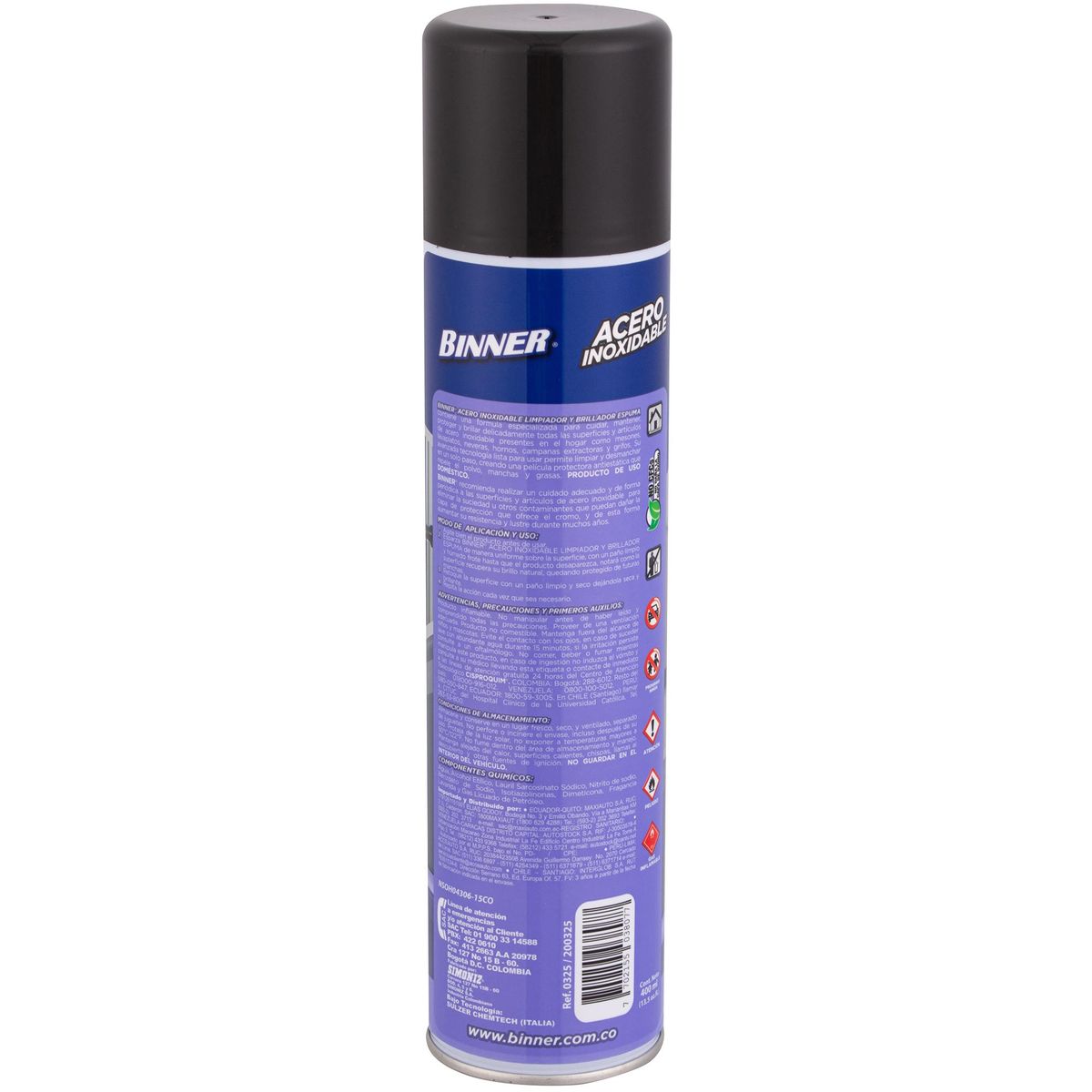 BINNER - Limpiador Spray Binner Inoxidable 400 ml Cocina y Electrodomésticos