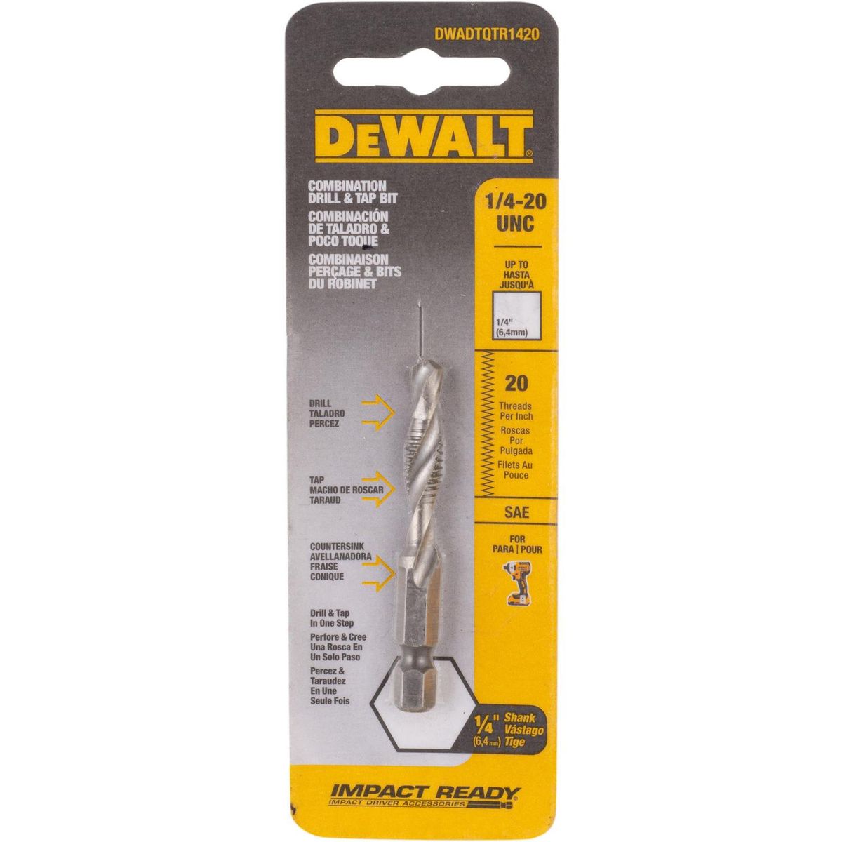 DEWALT - Broca macho para metal 1/4"