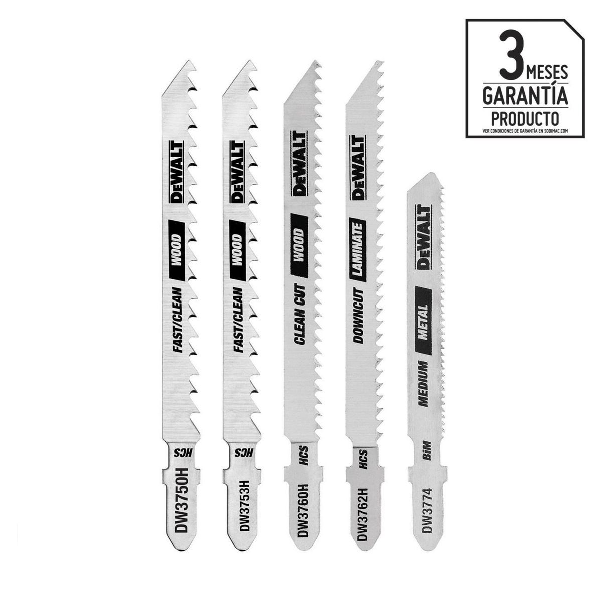 DEWALT - Pack hojas para sierra caladora 5 unidades