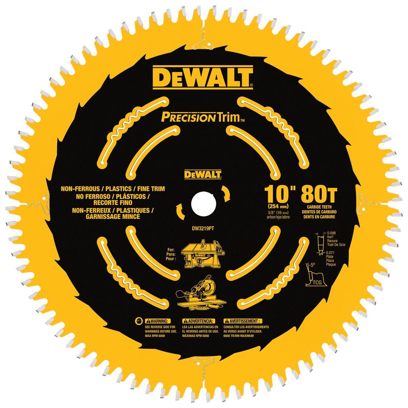 DEWALT - Disco de sierra circular 10" 80 dientes