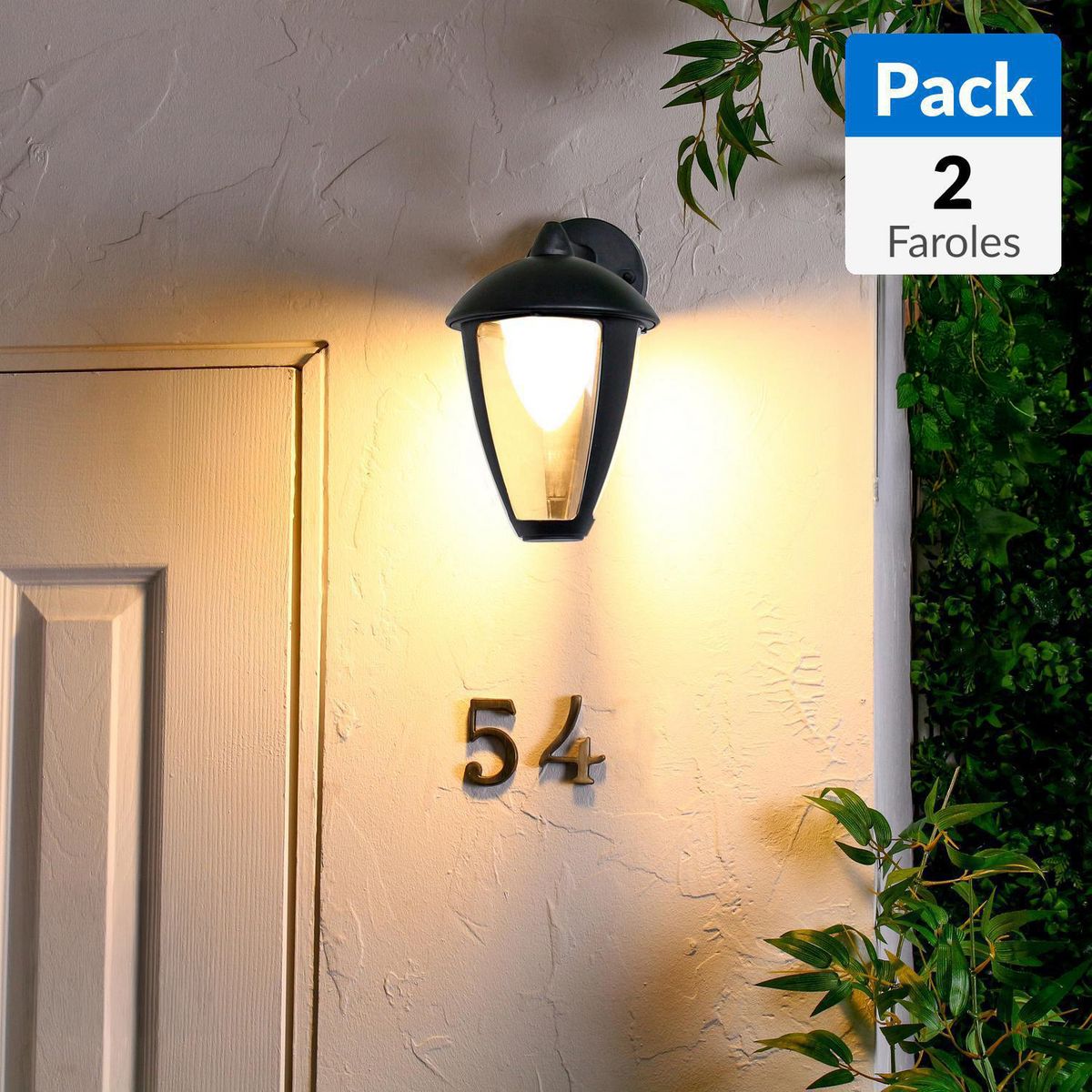 Pack 2 Faroles Led 8 W IP 44 800 lm Luz Cálida, marca JUST HOME COLLECTION - Foto Principal