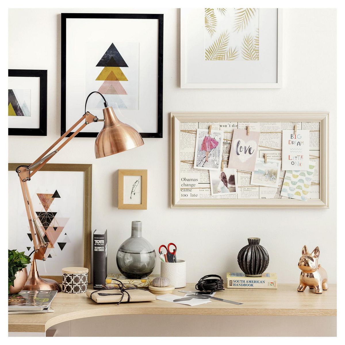 VGO - Marco de Foto con Pinzas 32x59 cm Crema Plástico