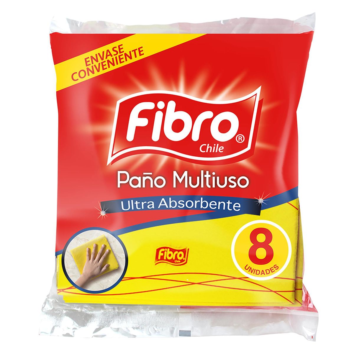 FIBRO CHILE - Set de Paños Multiuso Fibro Chile 8 Unidades Limpieza Hogar