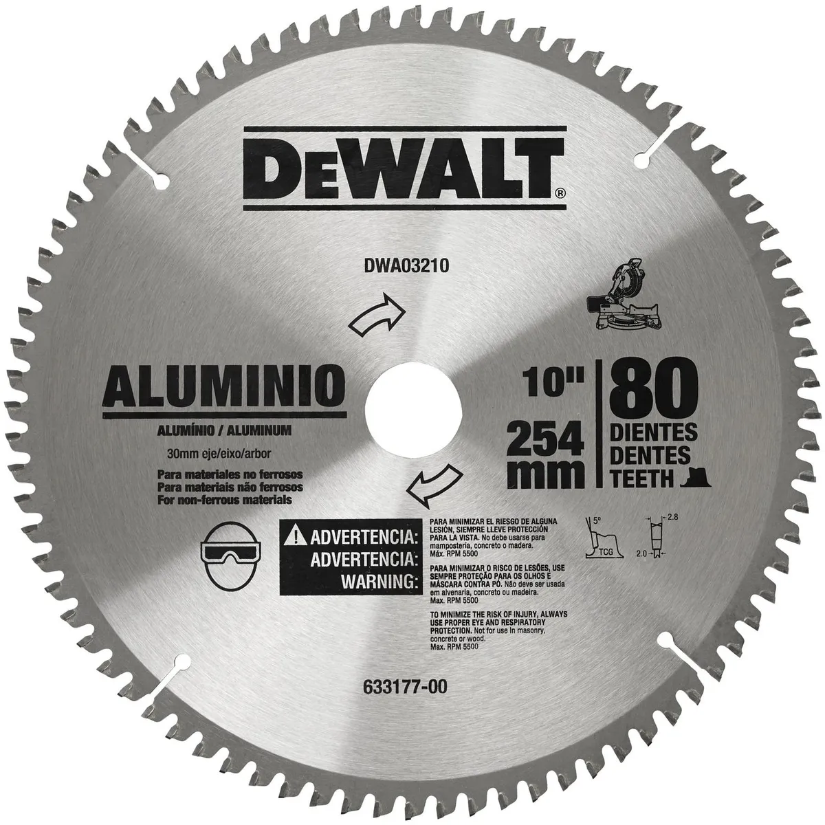 DEWALT - Disco de sierra circular 10" 80 dientes