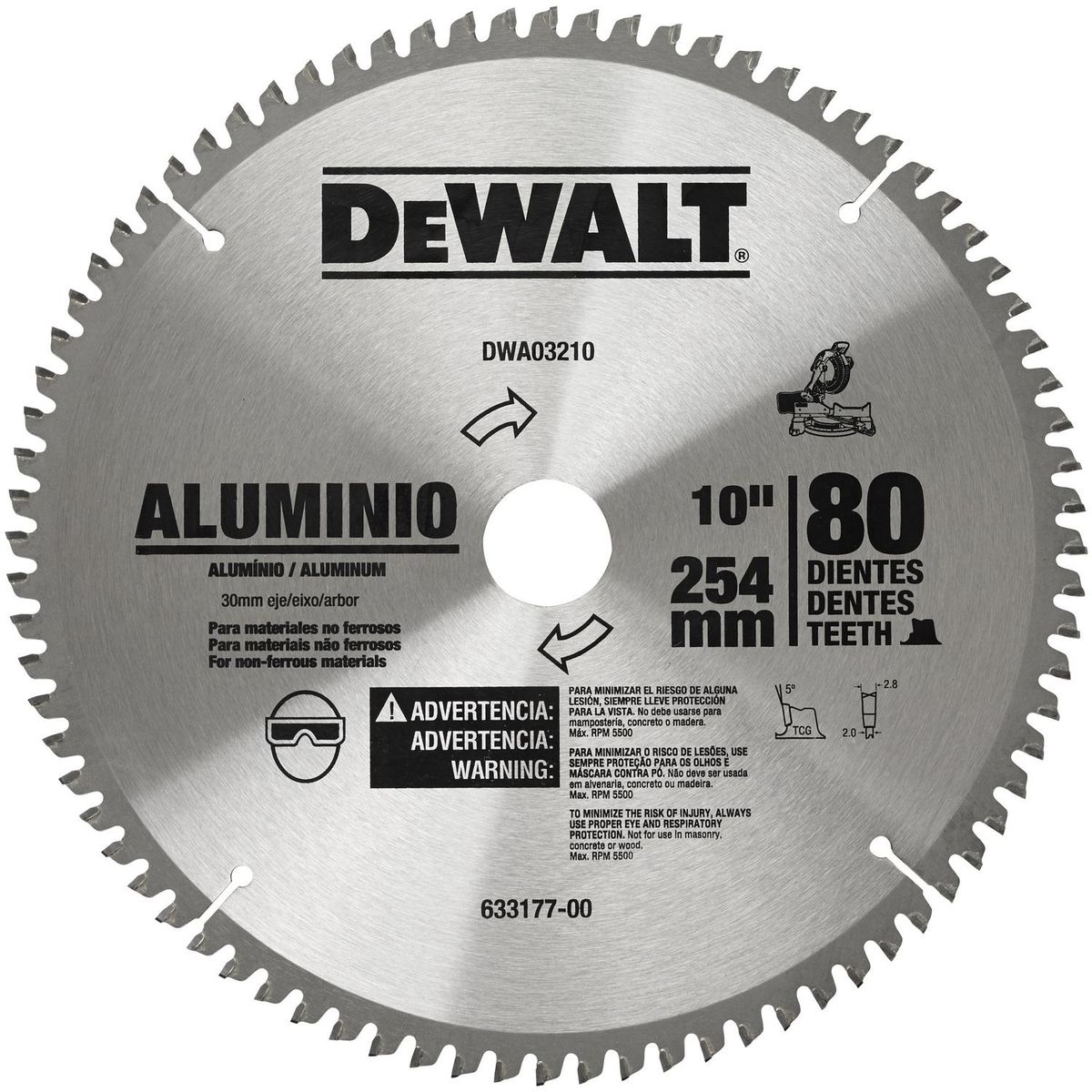 DEWALT - Disco de sierra circular 10" 80 dientes