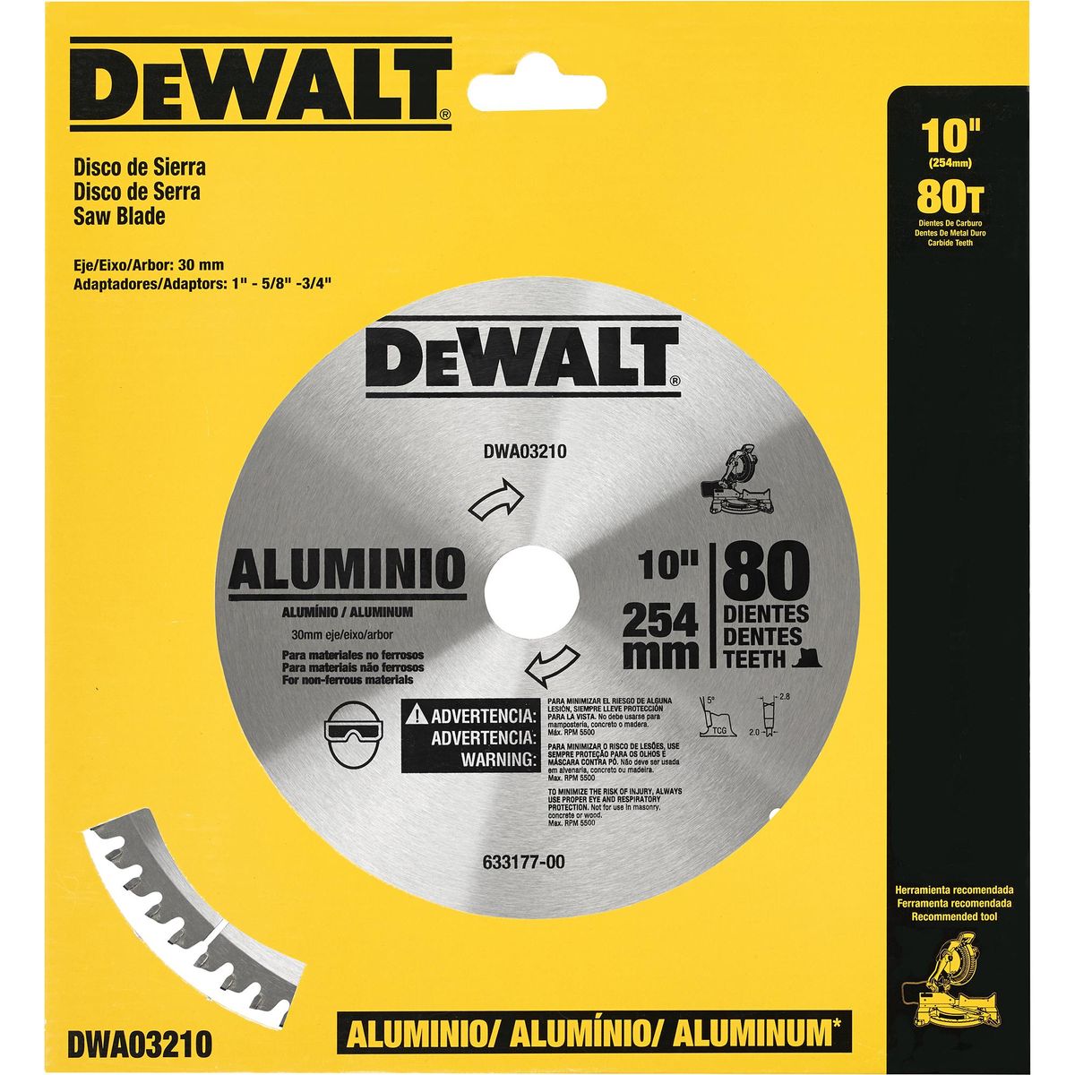DEWALT - Disco de sierra circular 10" 80 dientes