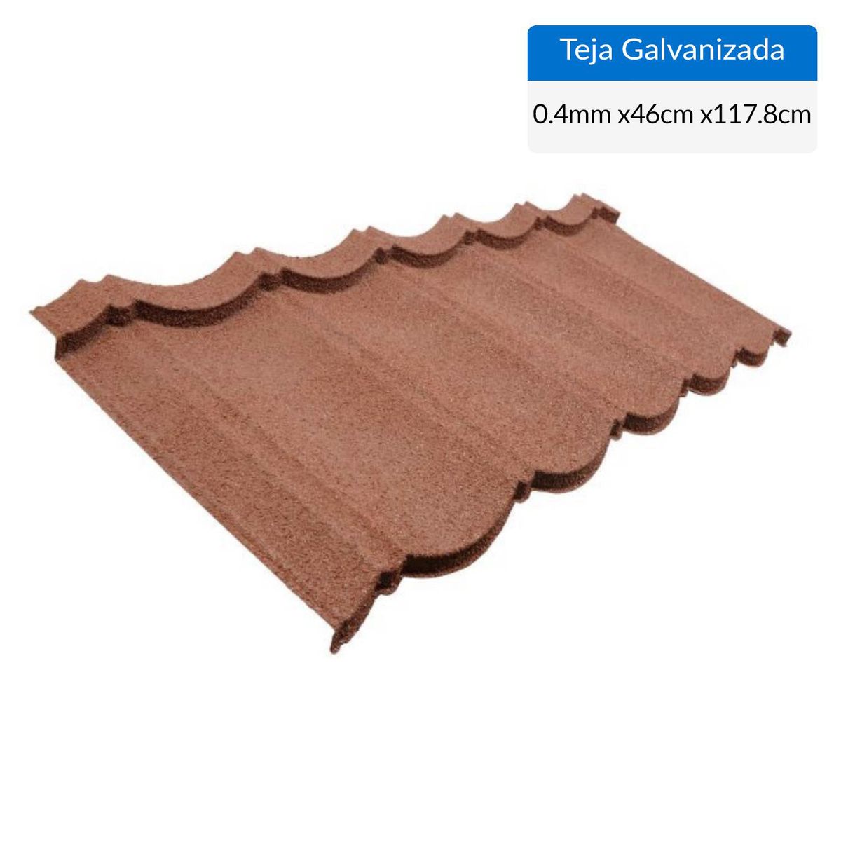 INPPA - Teja Gravillada Inppatex Base Zinc Aluminio 1.178x0.46 m 0.4 mm Rojo